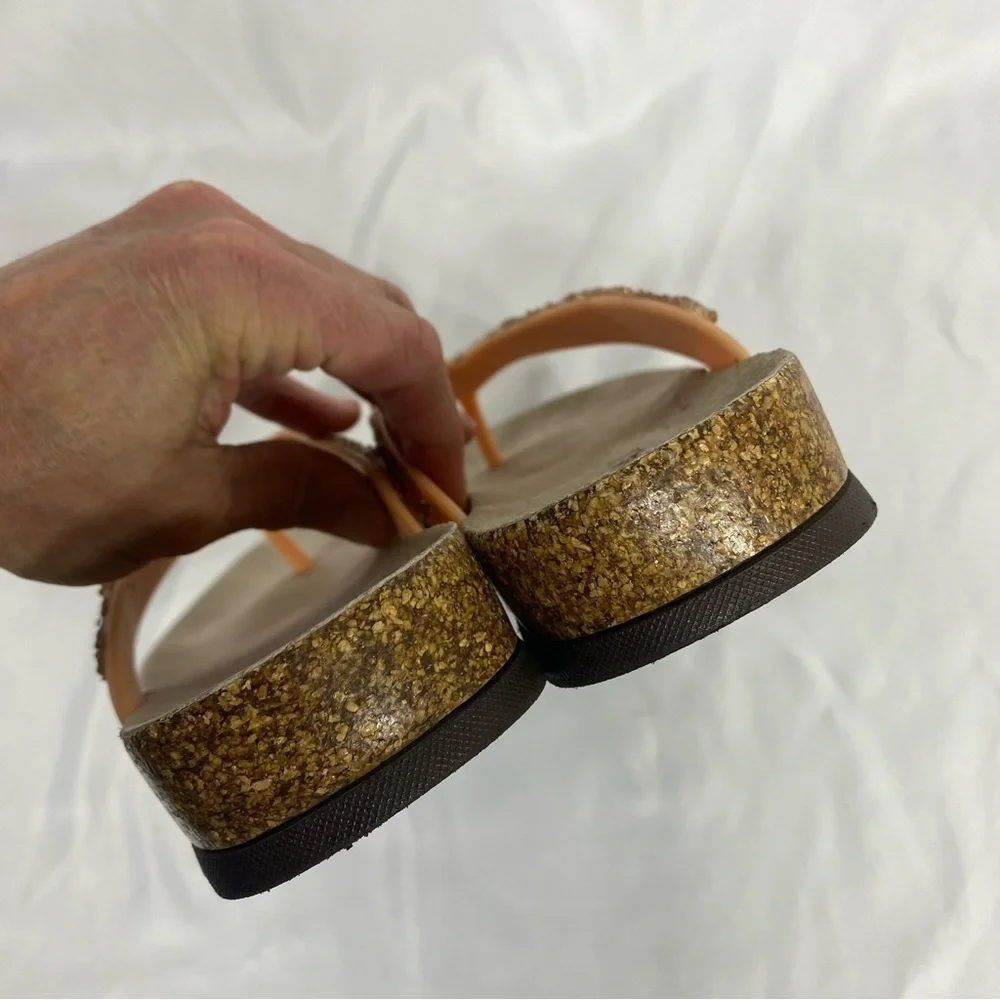 Oncai Glittery Cork Thong Sandals